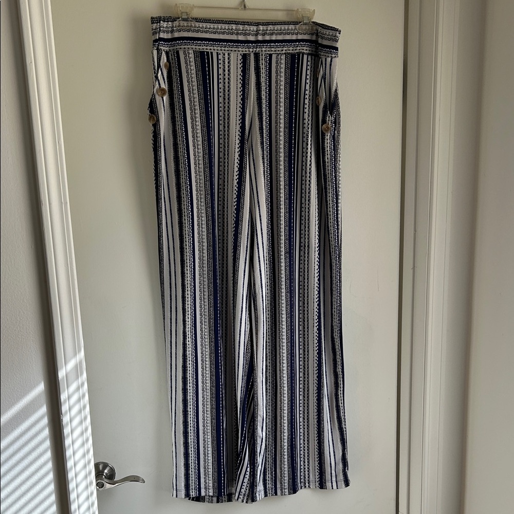 Robert Louis Navy and White Striped Trousers
